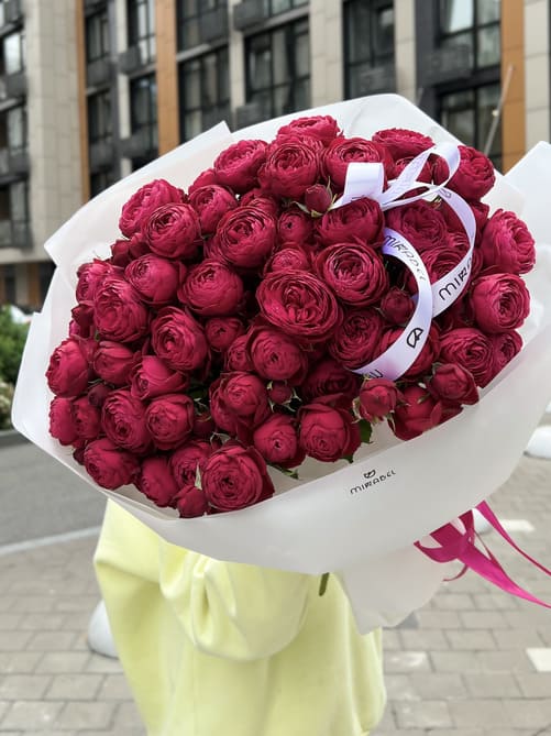 mbtr10-sh21 Букет з 21 троянди сорту Cherry Transsetter - Зображення 1
