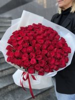 Букет з 101 троянди сорту Rhodos, 60 см